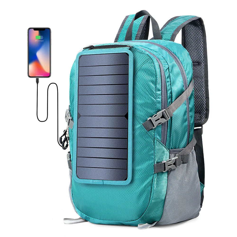 Foldable Backpack with 5V Power Supply 6.5W Solar Panel