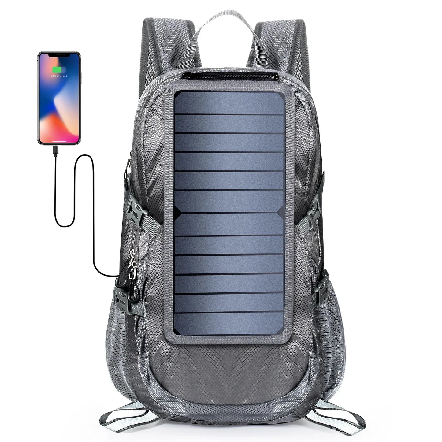 Foldable Backpack with 5V Power Supply 6.5W Solar Panel