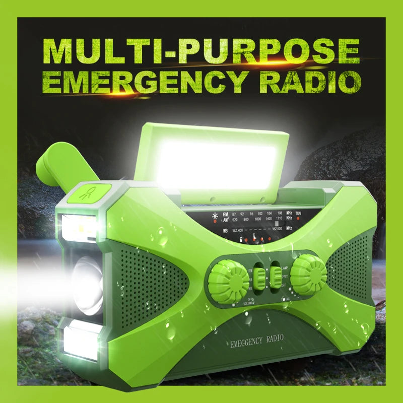 Multifunctional Hand Crank Radio with Solar USB Charging